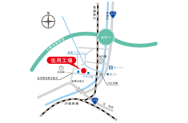 エネゲートの佐用工場地図です。